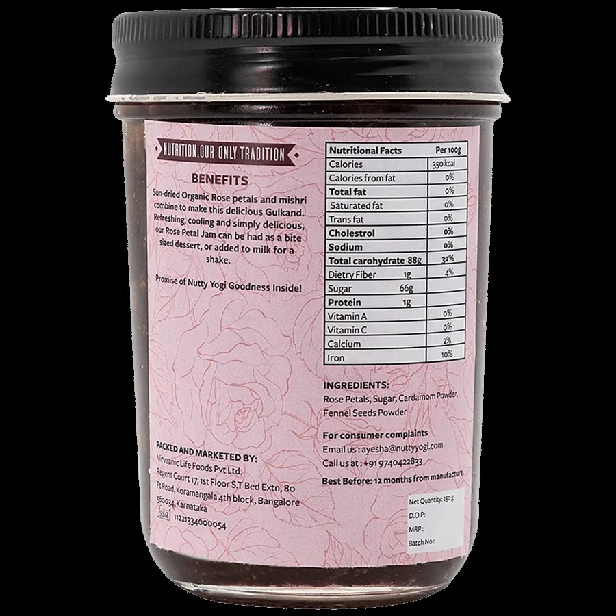 Nutty Yogi Organic Gulkand/Rose Petals Jam - Ayurvedic