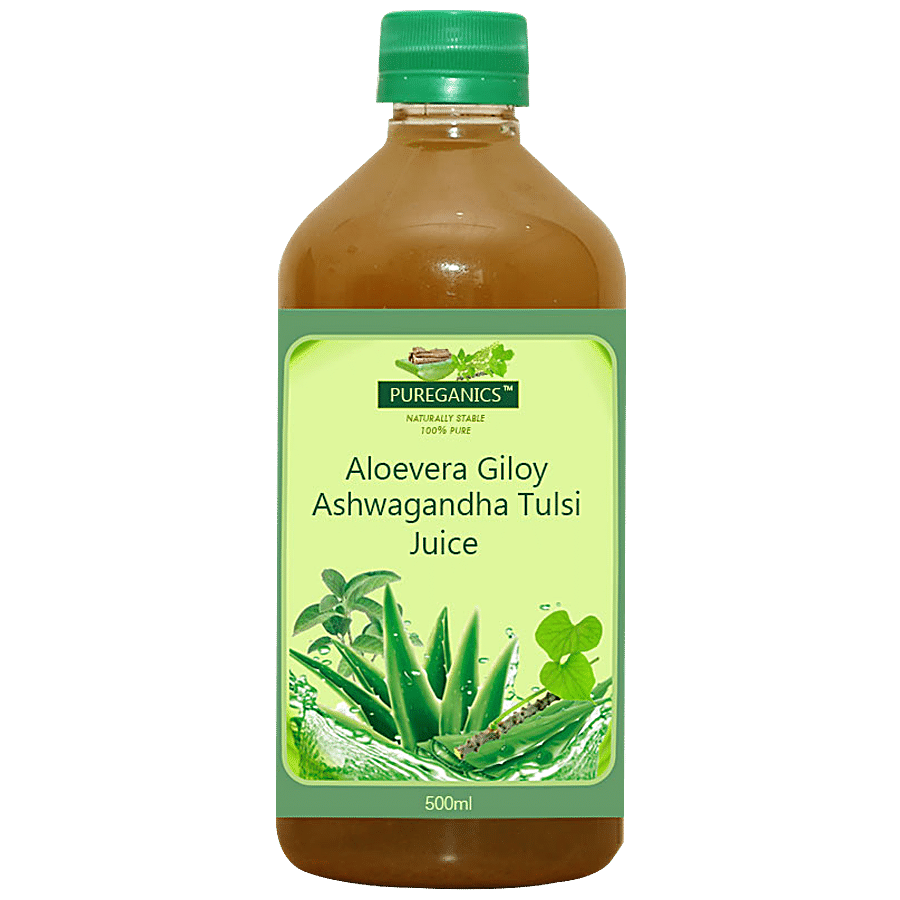 PUREGANICS Aloevera Giloy Ashwagandha Tulsi Juice - Immune Booster