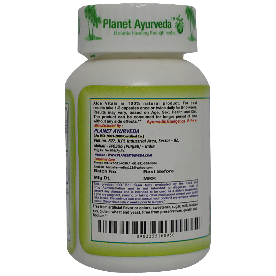 Planet Ayurveda Aloe Vitals Capsules - Ghrit Kumari Extract