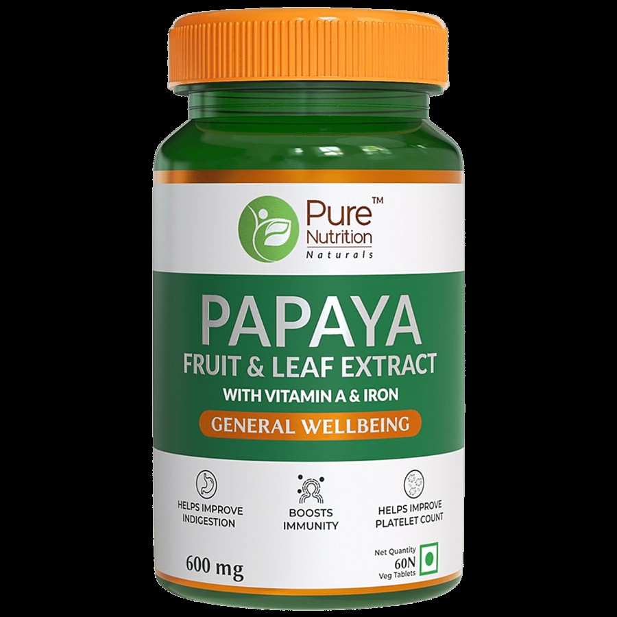 Pure Nutrition  Papaya Leaf & Fruit Extract Tablet - Immunity & Platelet Booster