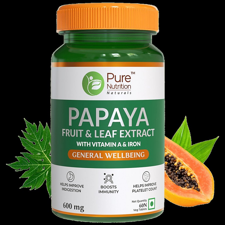 Pure Nutrition  Papaya Leaf & Fruit Extract Tablet - Immunity & Platelet Booster