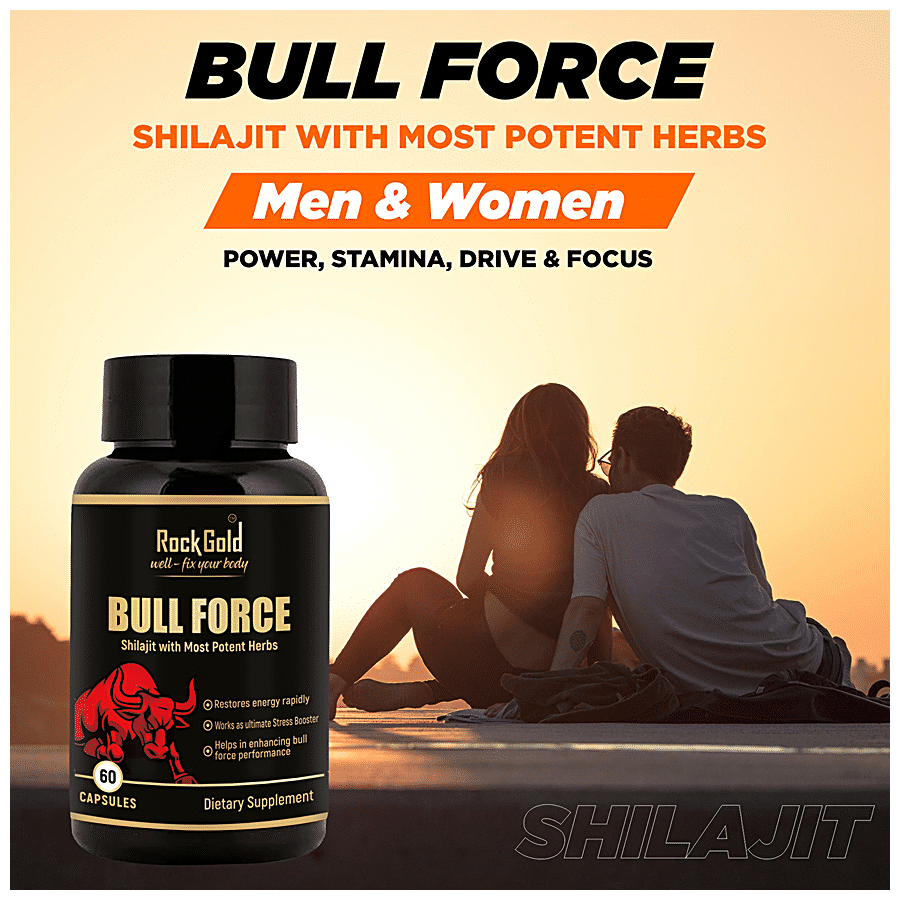 Rock Gold Bull Force Shalajit Dietary Supplement Capsule - With Potent Herbs