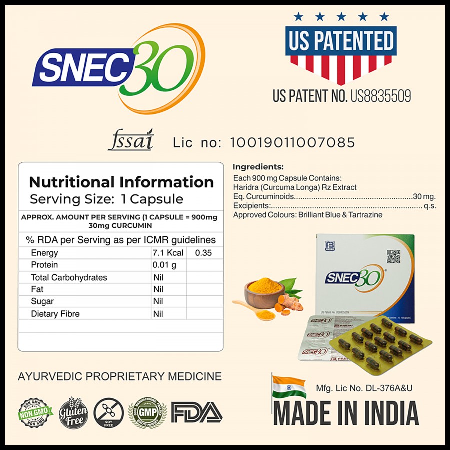 SNEC 30 Liquid Curcumin Capsules - 900mg