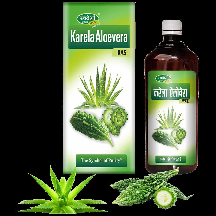 SWADESHI AYURVED Karela Aloevera Ras - Improves Health Of Stomach & Liver