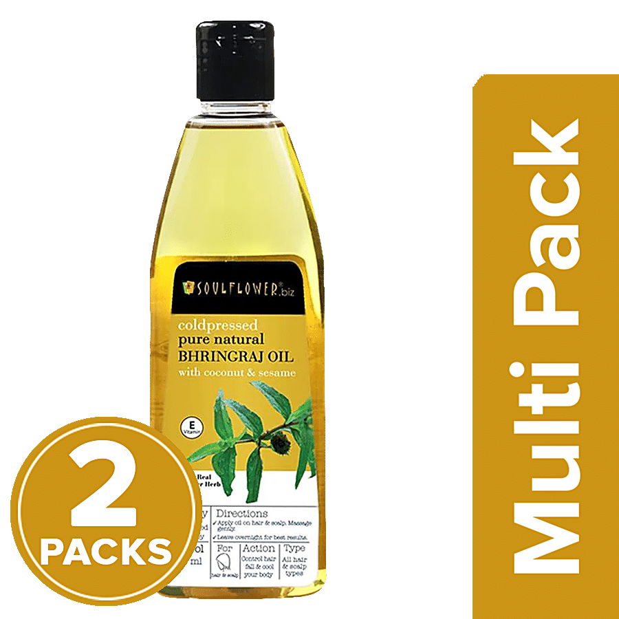 Soulflower Cold Pressed Bhringraj Cooling Oil For Hair Fall & Damage Control