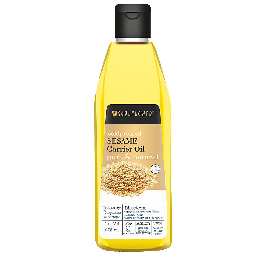 Soulflower Cold Pressed Sesame/Gingelly/Til Carrier Oil - For Hair & Skin