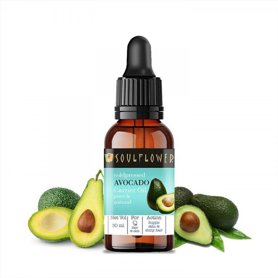 Soulflower Cold Pressed Avocado Carrier Oil - For Hair