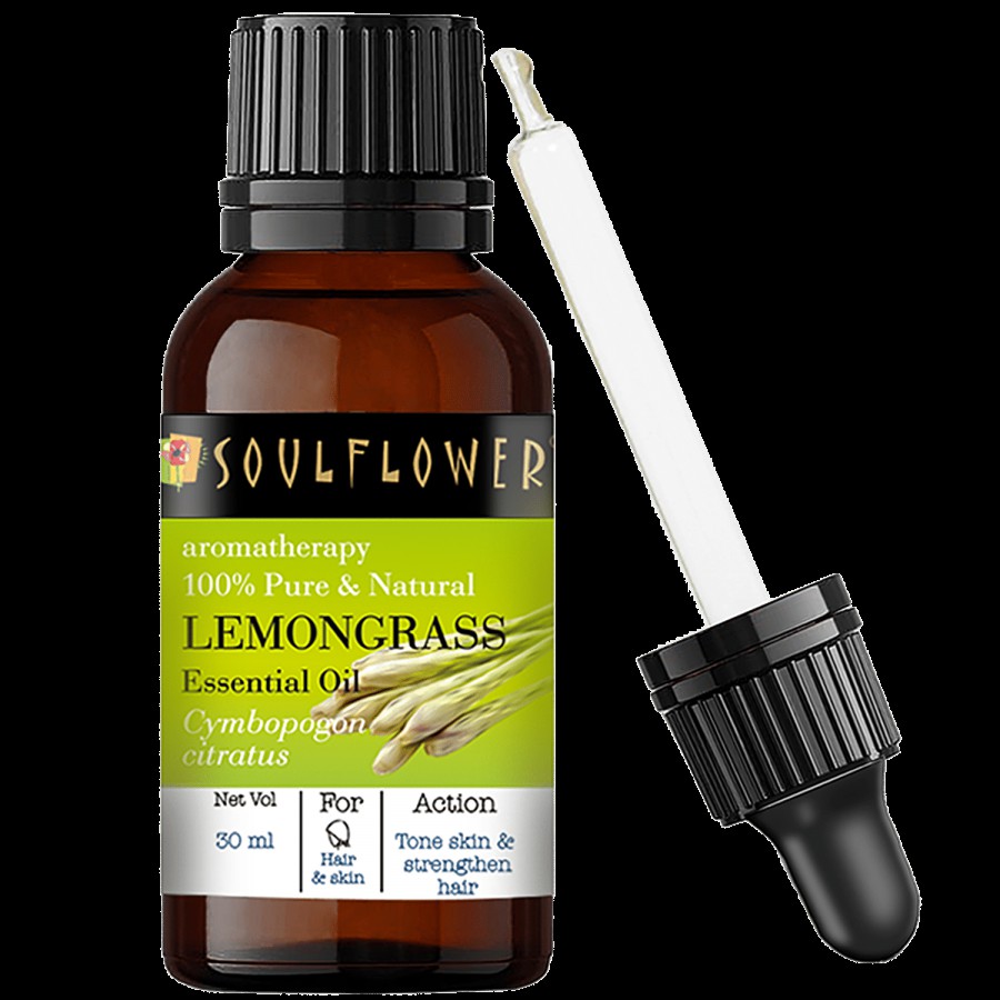 Soulflower Lemongrass Essential Oil For Bright Skin And Hairfall Control