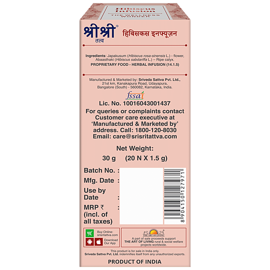 Sri Sri Tattva Hibiscus Infusion - Benefits Over All Health