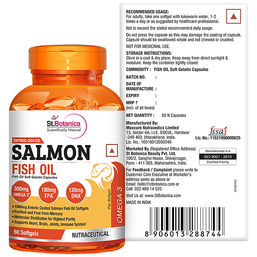 StBotanica Salmon Fish Oil Softgel Capsules - 1000mg