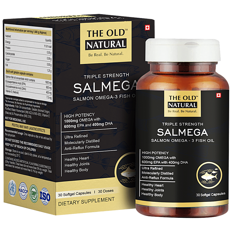 The Old Natural Salmega Triple Strength Salmon Omega-3 Fish Oil 1800mg Softgels - High Potency 600mg EPA & 400mg DHA