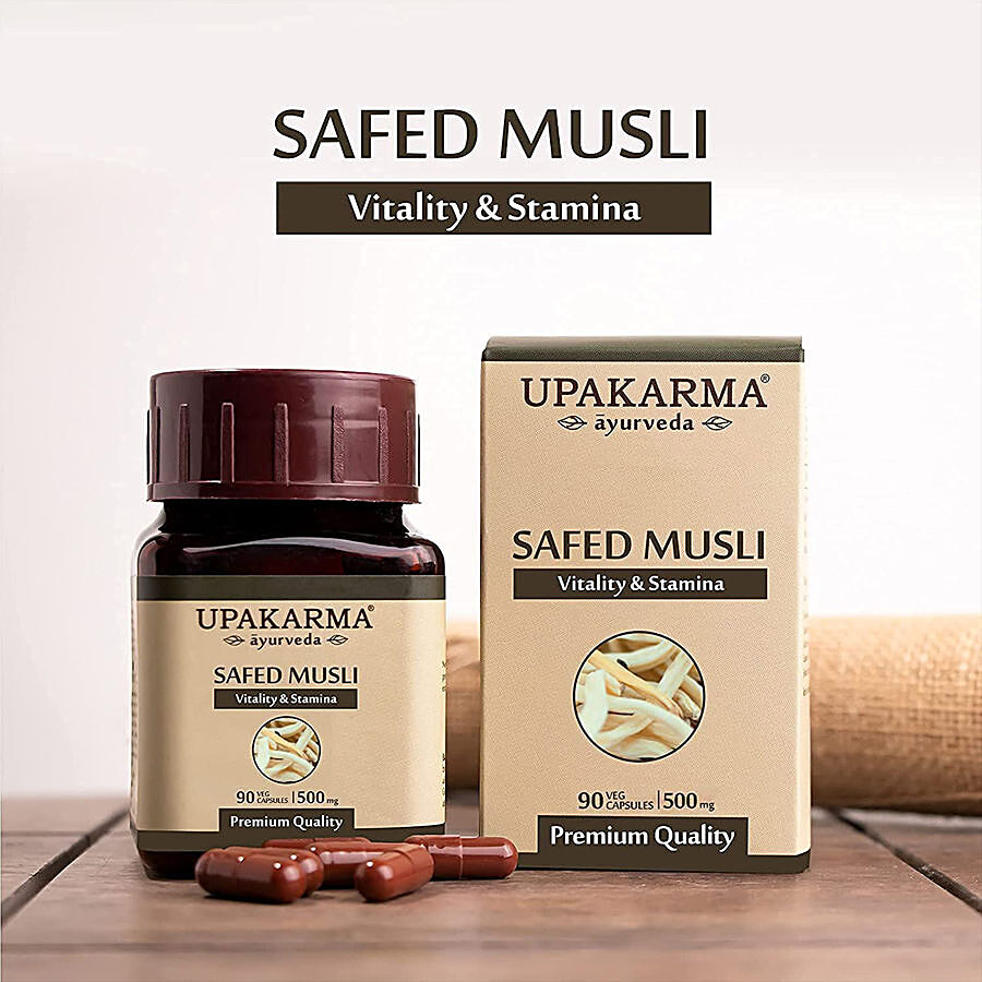 UPAKARMA Safed Musli 500mg Vegetarian Capsules - Vitality & Stamina