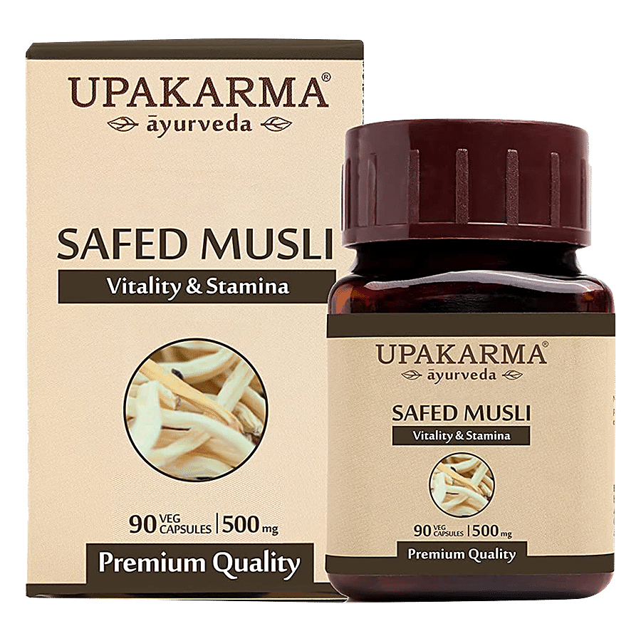 UPAKARMA Safed Musli 500mg Vegetarian Capsules - Vitality & Stamina