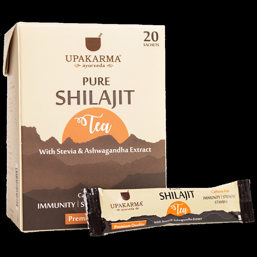 UPAKARMA Pure Shilajit Tea - With Stevia & Ashwagandha Extract