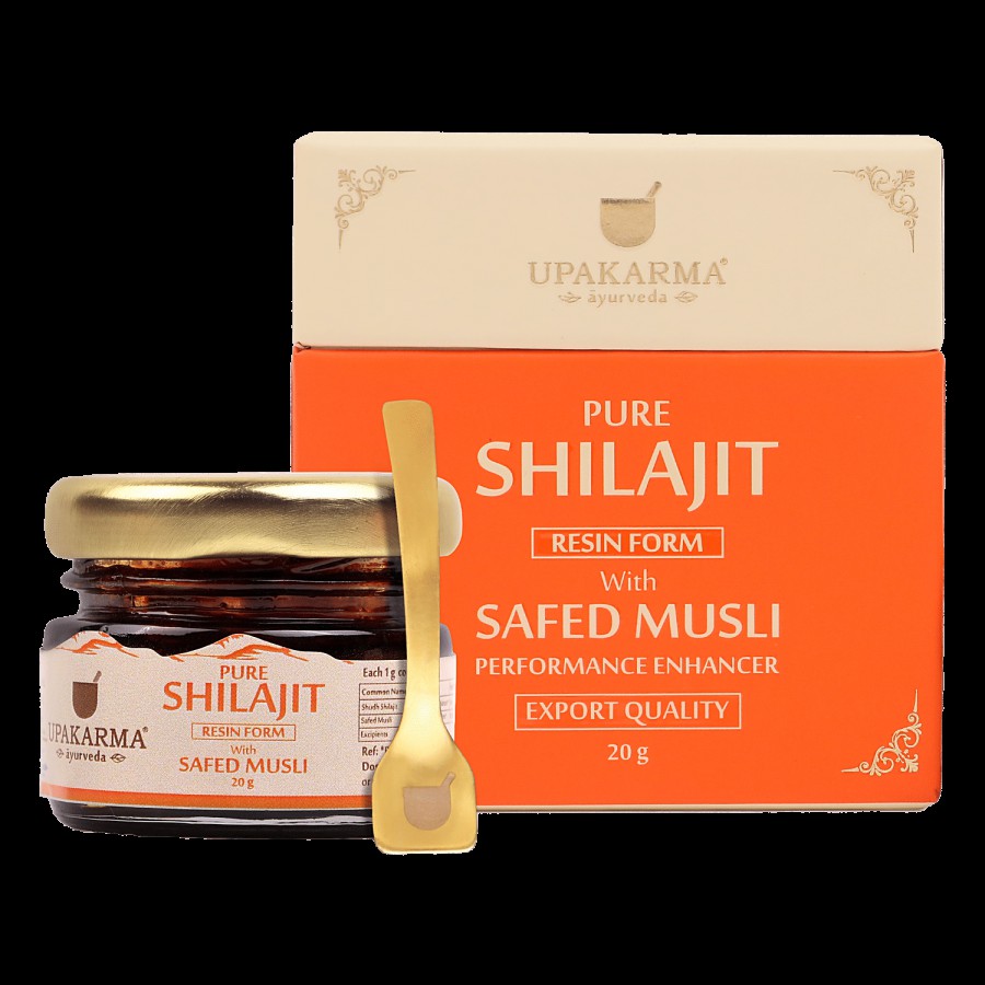 Upakarma Ayurveda Original & Pure Shilajit/Shilajeet Resin Form With Safed Musli For Men and Women