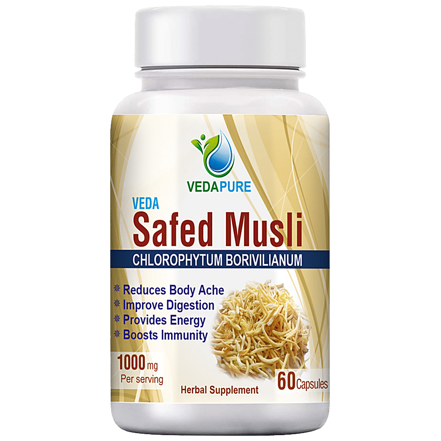 Vedapure Safed Musli Herbal Supplement Capsule - Improves Digestion & Immunity