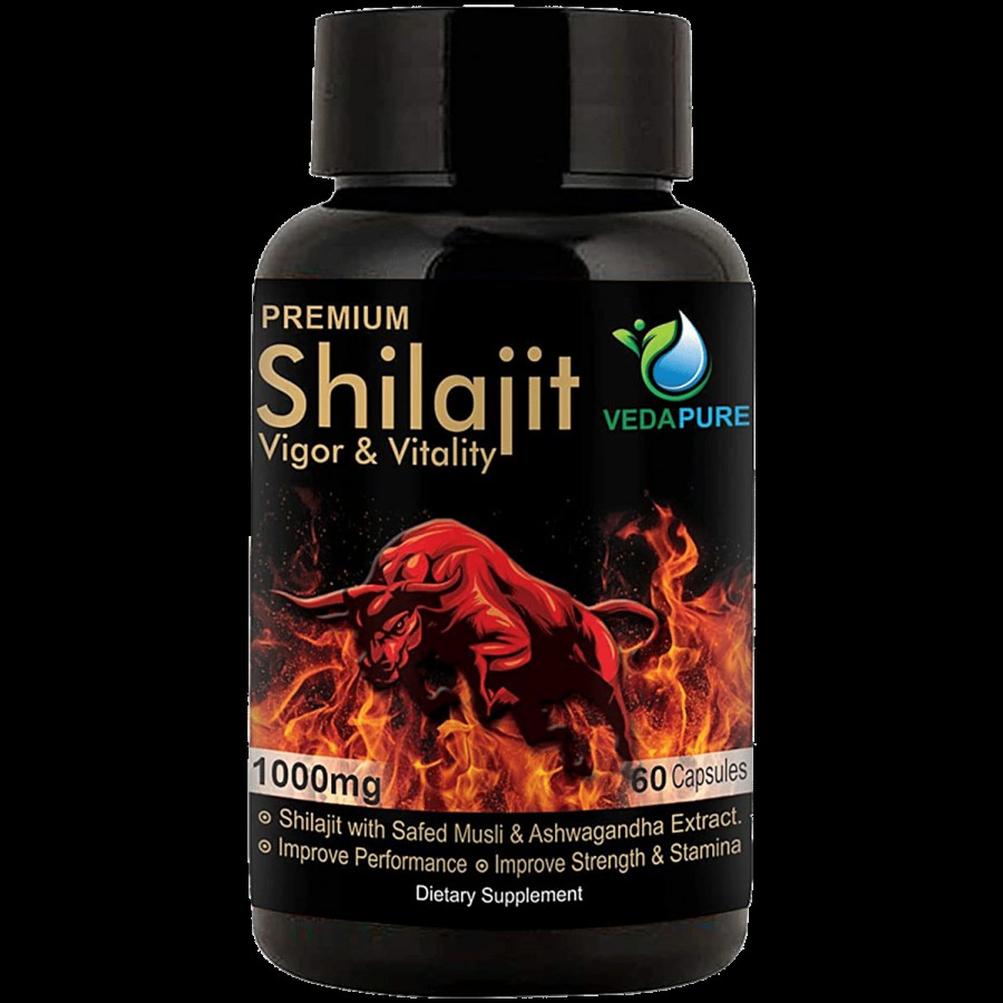 Vedapure Premium Shilajit Vigor & Vitality Capsule - Improves Strength & Stamina