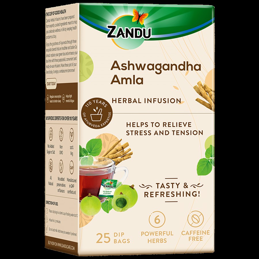 ZANDU Ashwagandha Amla Infusion/Kadha - Herbal Tea for Stress Relief and Better Sleep