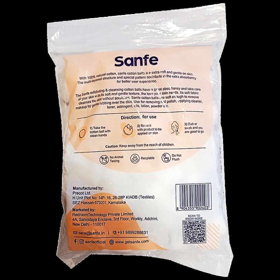 Sanfe Exfoliating & Cleansing Cotton Balls - Multipurpose