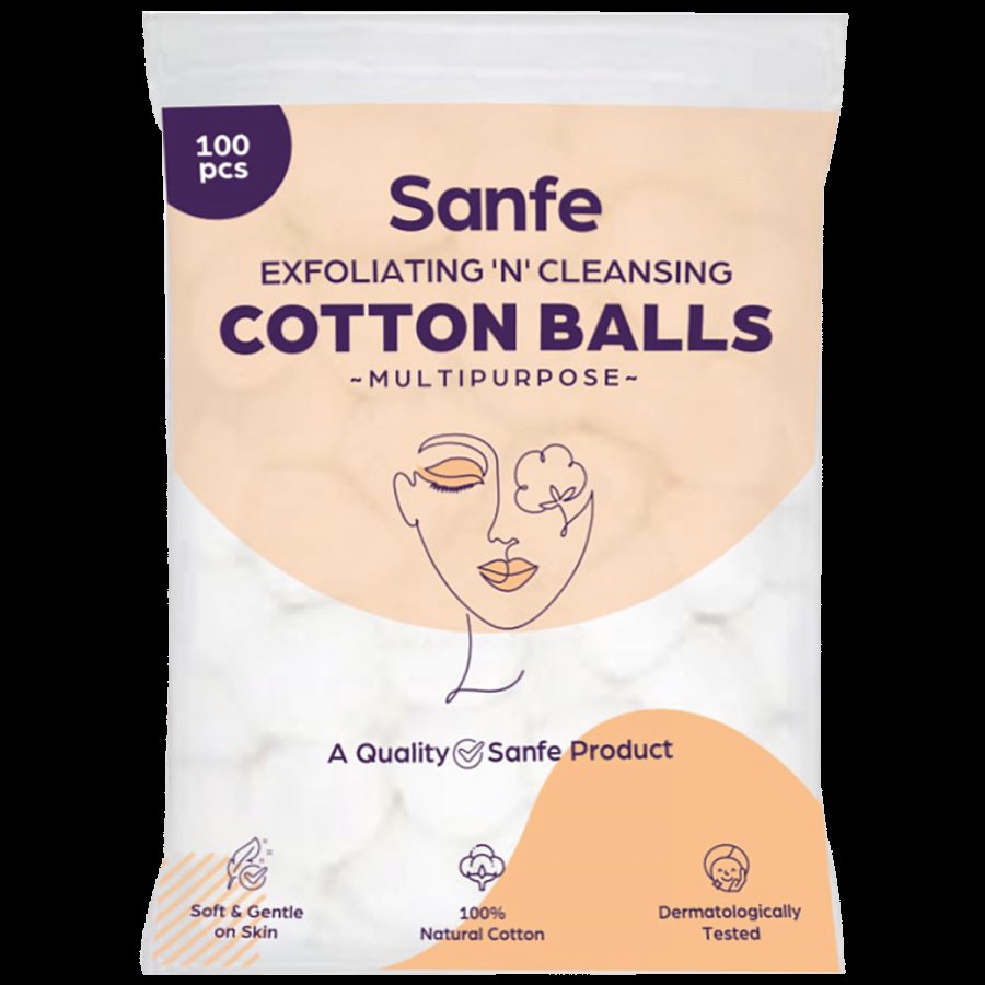 Sanfe Exfoliating & Cleansing Cotton Balls - Multipurpose