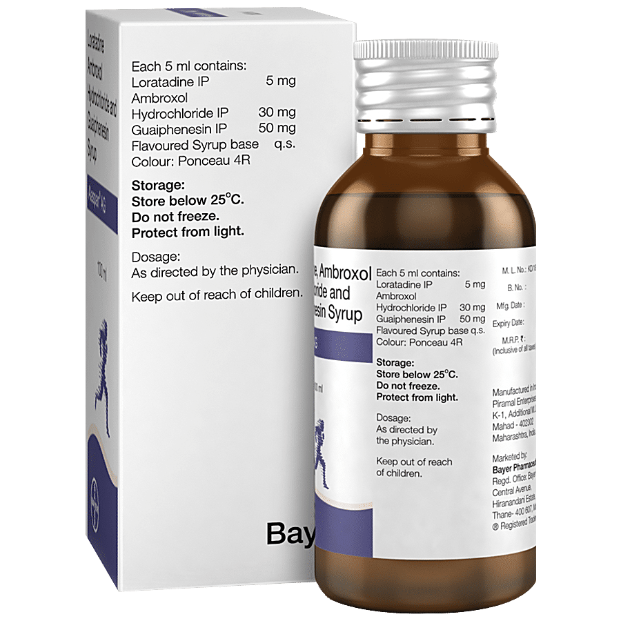 Alaspan Loratadine Ambroxol Hydrochloride & Guaiphenesin Syrup - Treats Cough