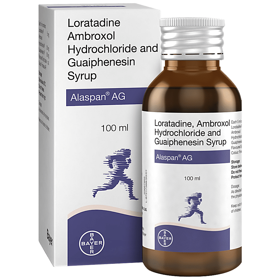 Alaspan Loratadine Ambroxol Hydrochloride & Guaiphenesin Syrup - Treats Cough