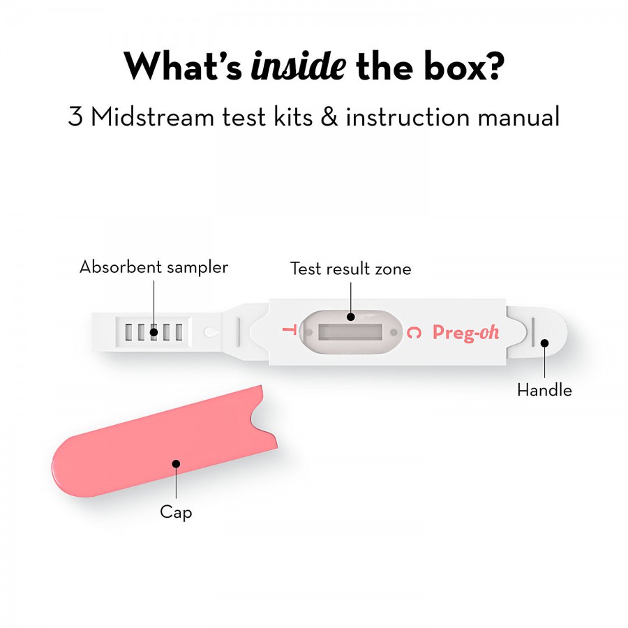 Plush Preg-Oh! Midstream Pregnancy Test Kit For Women - Single Step Hygienic