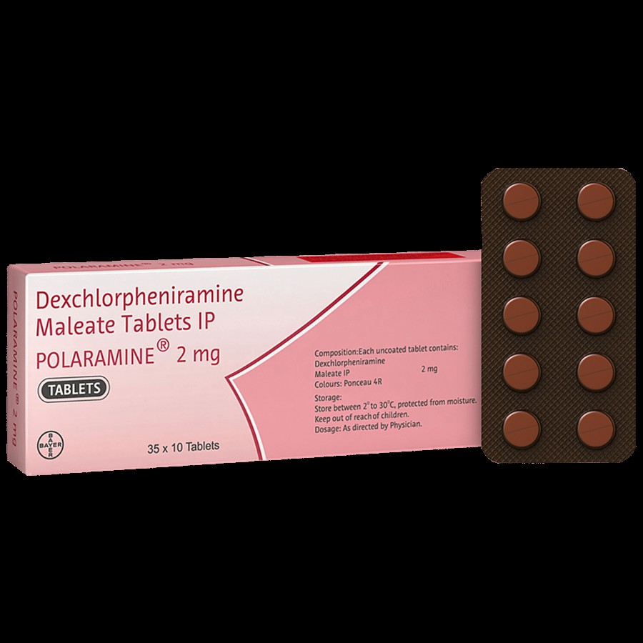 Polaramine Dexchlorpheniramine Maleate Tablets - Provides Relief From Skin & Nasal Allergies