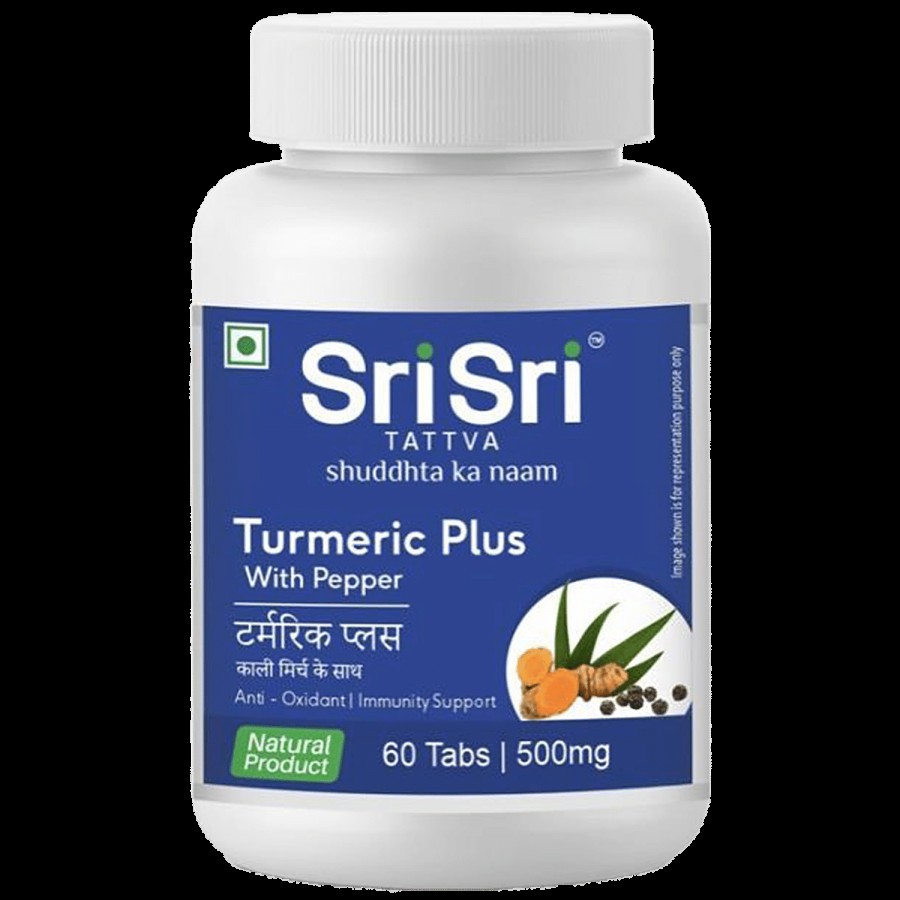 Sri Sri Tattva Turmeric Plus 500mg Tablet With Pepper - Antioxidant