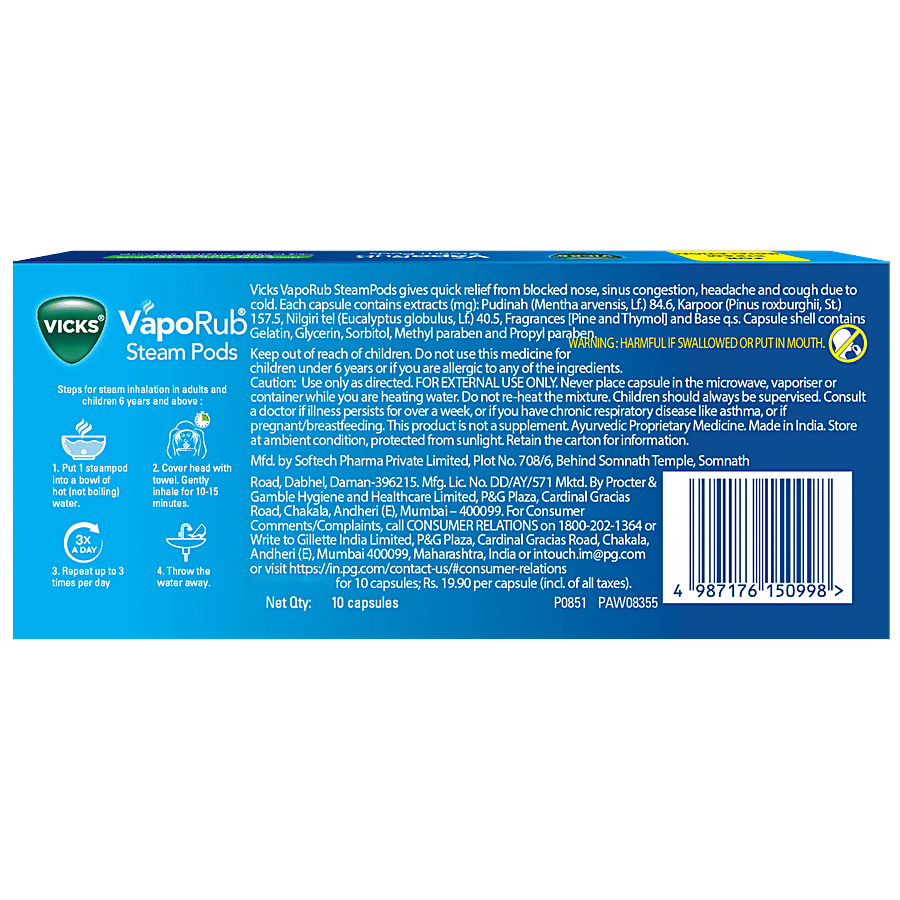 Vicks Vaporub Steampods - For Steam Inhalation