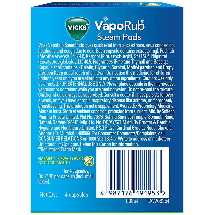 Vicks Vaporub Steampods For Steam Inhalation