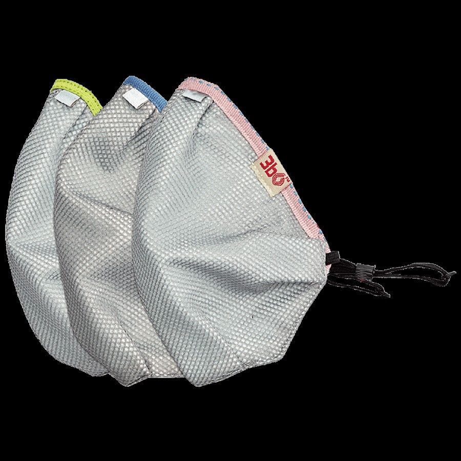 3BO Deltoid Turbo Face Masks In Grey Mesh With Pink