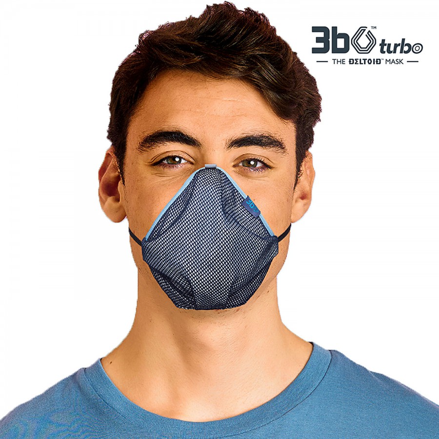 3BO Deltoid Turbo Face Masks In Navy Mesh With Blue