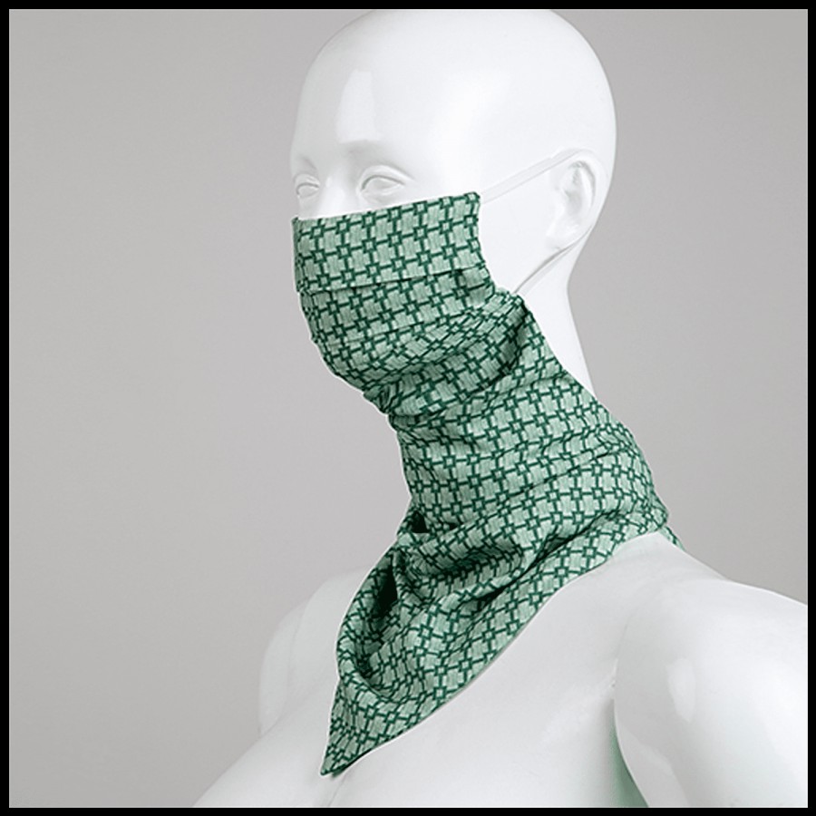 FabAlley Cotton Scarf Mask - Sage Abstract