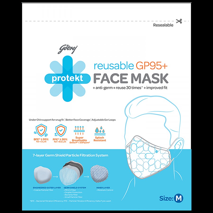 Godrej Protekt GP 95+ Reusable Face Mask - 7 Layer Germ Shield Protection