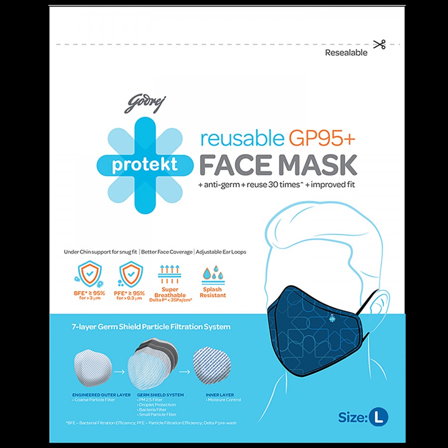 Godrej Protekt GP 95+ Reusable Face Mask - 7 Layer Germ Shield Protection