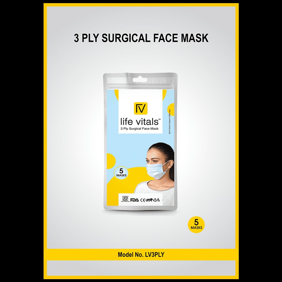 Life Vitals Surgical Face Mask - 3 Ply