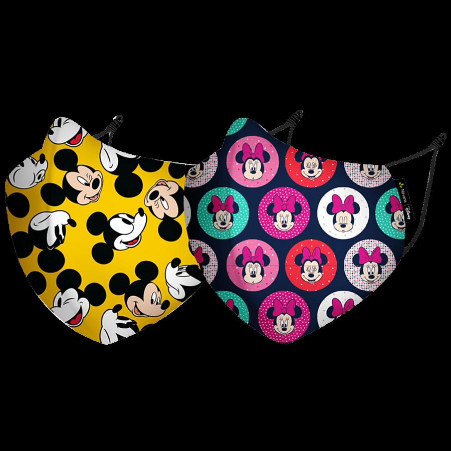 Nirvana Disney Mickey & Minnie N95 Face Covering Mask - With Adjustable Nosepin & Ear Loops