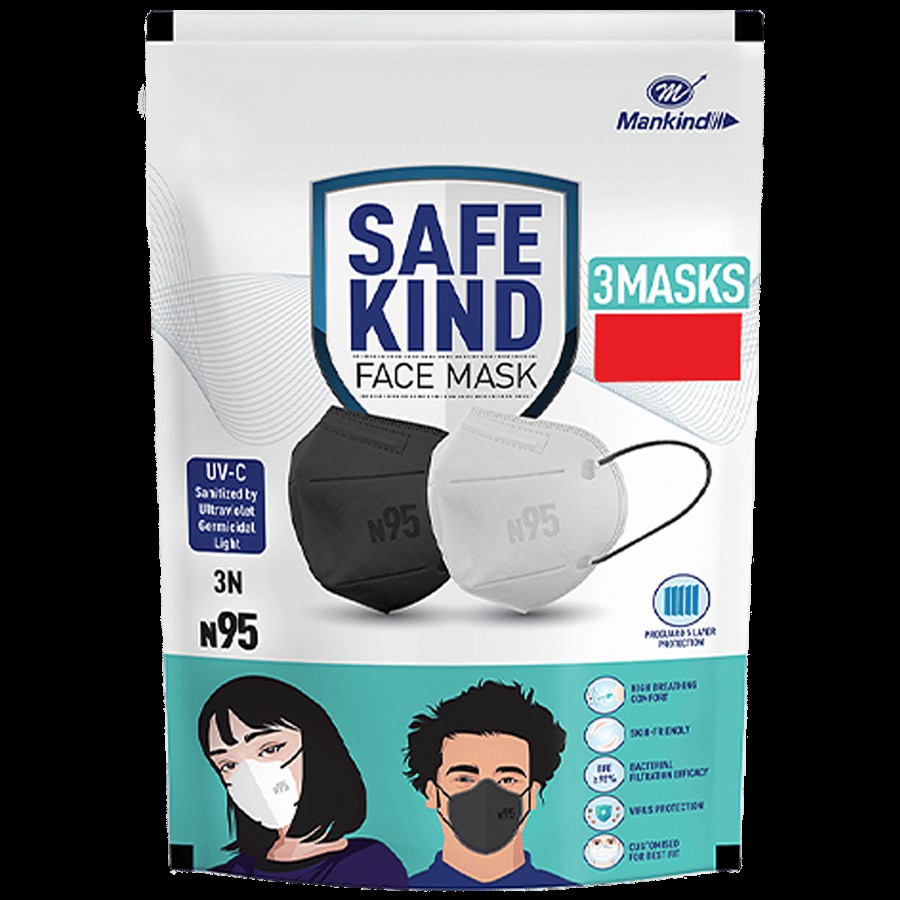 Safekind Face Mask N-95 - UVC Sanitised