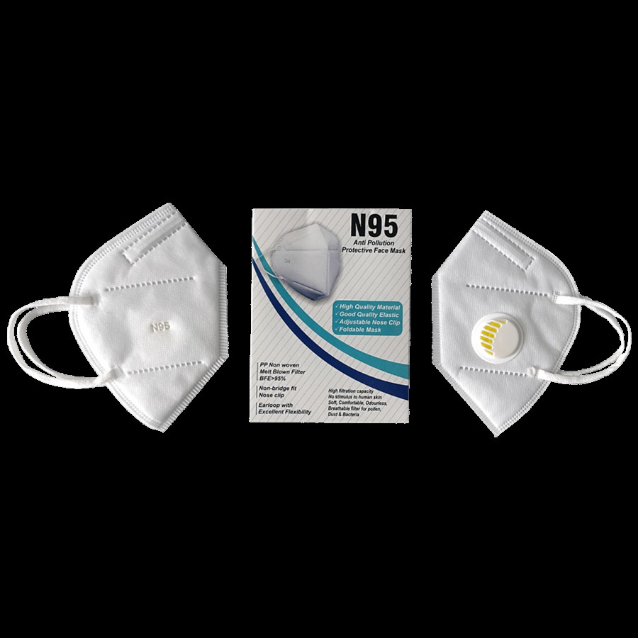 Shamrock N95 Face Mask With Valve - White