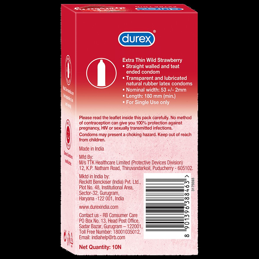 Durex Extra Thin Strawberry Flavoured Condom