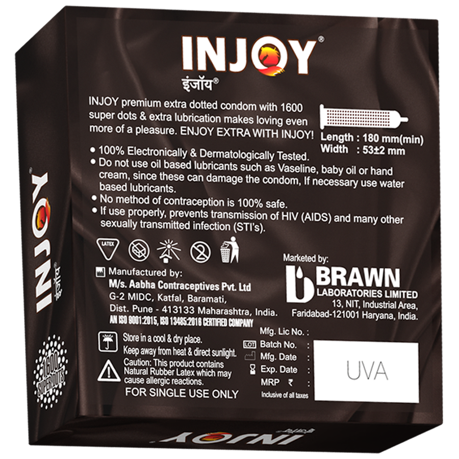 Injoy Premium Extra Dotted Condoms - Ribbed & Contour With Delay Lubricant