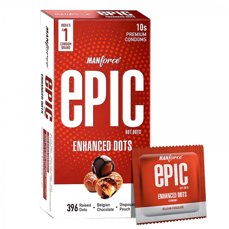 Manforce Condoms Epic Hot Dots - Enhanced Dotted Premium Condoms