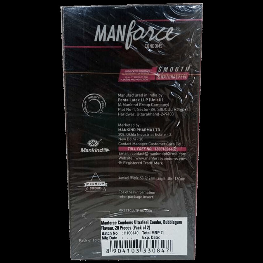 Manforce Condoms Ultra Feel - Bubblegum Flavoured Condoms