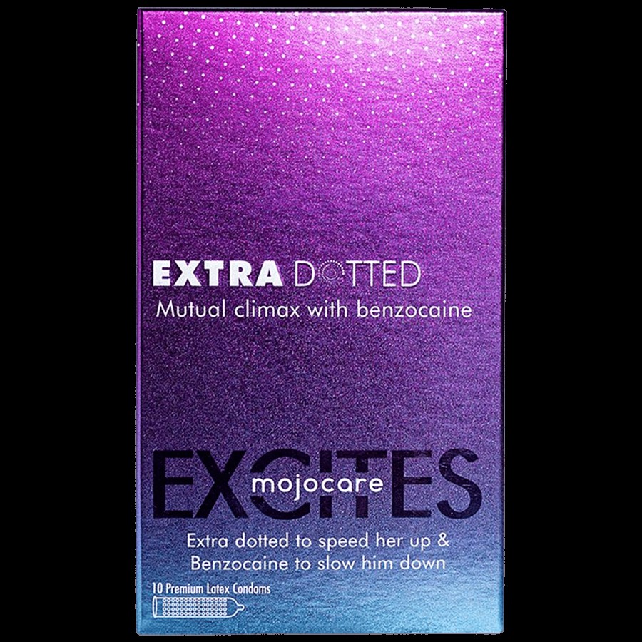 Mojocare Excites Extra Dotted Unflavoured Condoms