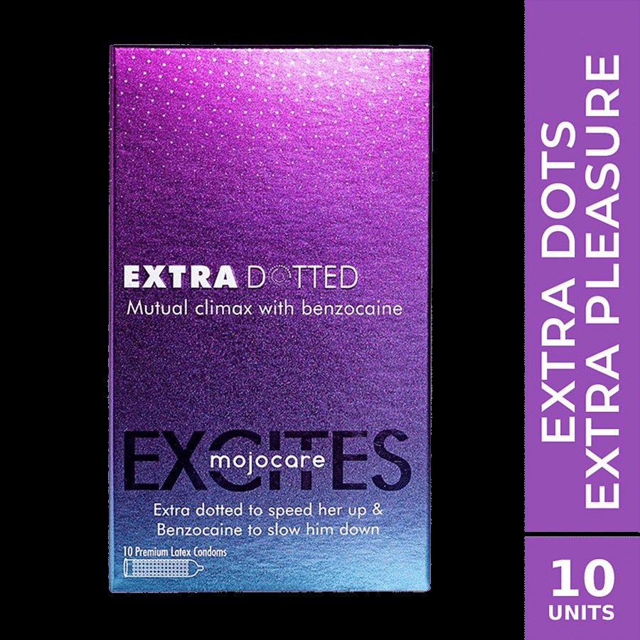 Mojocare Excites Extra Dotted Unflavoured Condoms