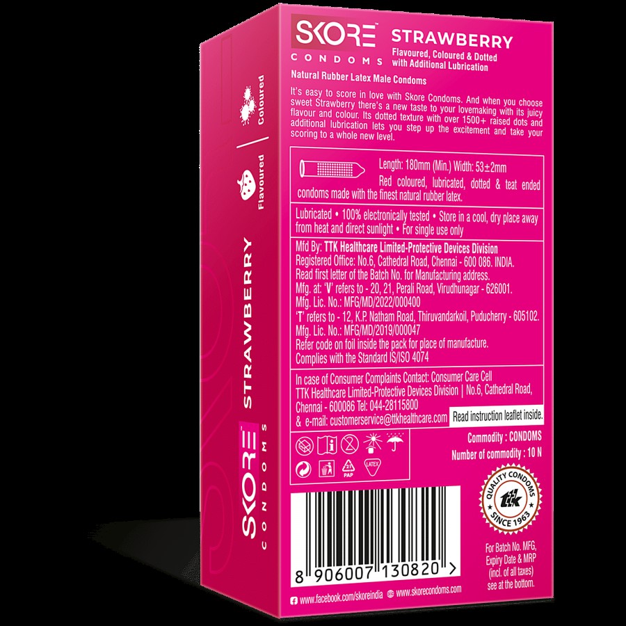 Skore 1500 + Dots Condoms - Strawberry