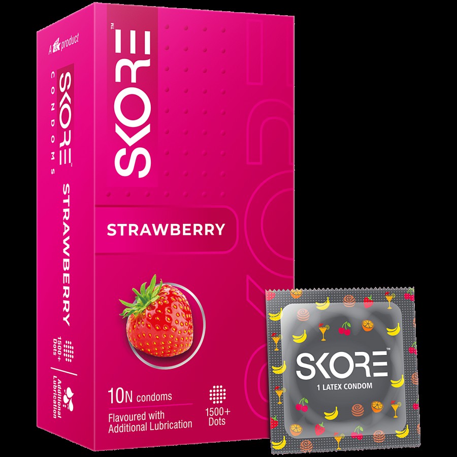 Skore 1500 + Dots Condoms - Strawberry