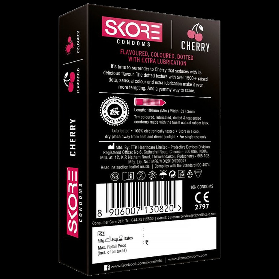 Skore Condoms - Cherry Dotted & Flavoured