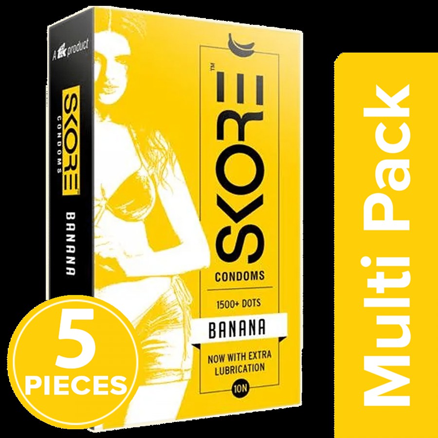 Skore Dotted & Coloured Condoms - Banana Flavoured